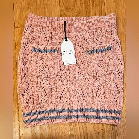 English Factory Textured Knit Skirt – Pink/Grey – Size Small  NWT - Picture 1 of 5